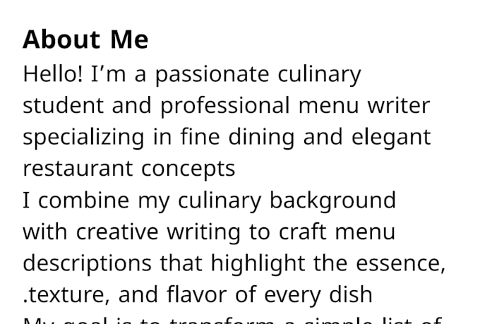 write elegant and mouthwatering menu descriptions for restaurants